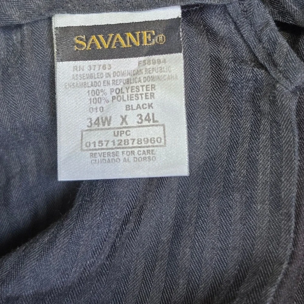Savane Comfort Plus Mens Black Pleated Cuffed Dress Pants 34W x 34L F58994